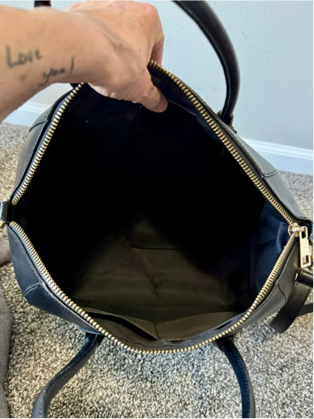 Women's Luana Ferracuti Black Leather Large Satchel Bag Made in Italy